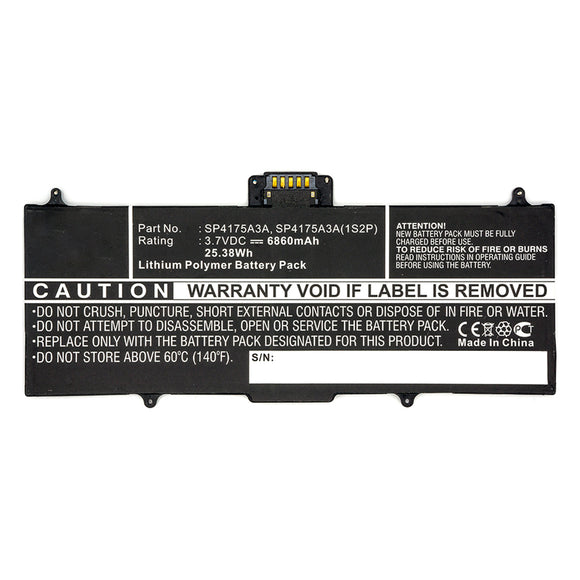Batteries N Accessories BNA-WB-P17062 Tablet Battery - Li-Pol, 3.7V, 6860mAh, Ultra High Capacity - Replacement for Samsung SP4175A3A Battery