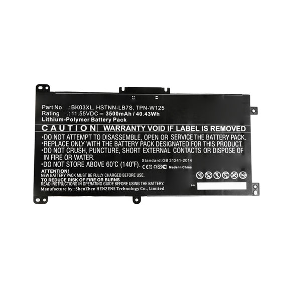 Batteries N Accessories BNA-WB-P11793 Laptop Battery - Li-Pol, 11.55V, 3500mAh, Ultra High Capacity - Replacement for HP BK03XL Battery