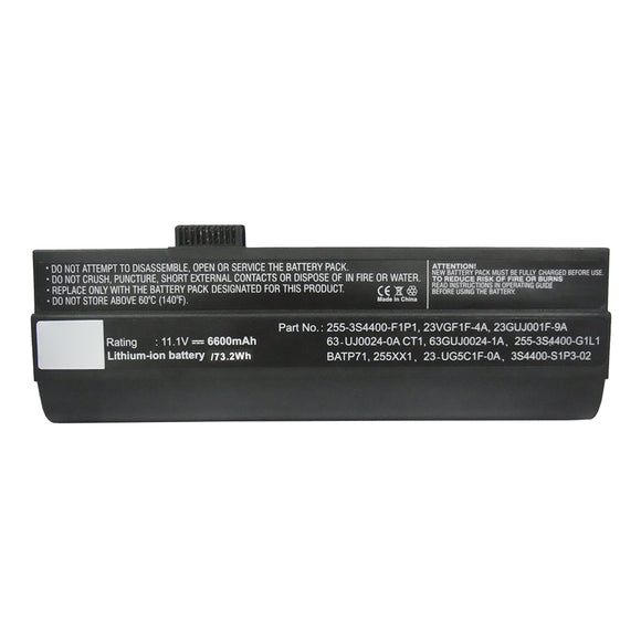 Batteries N Accessories BNA-WB-L16124 Laptop Battery - Li-ion, 11.1V, 6600mAh, Ultra High Capacity - Replacement for Winbook BAT-P71 Battery