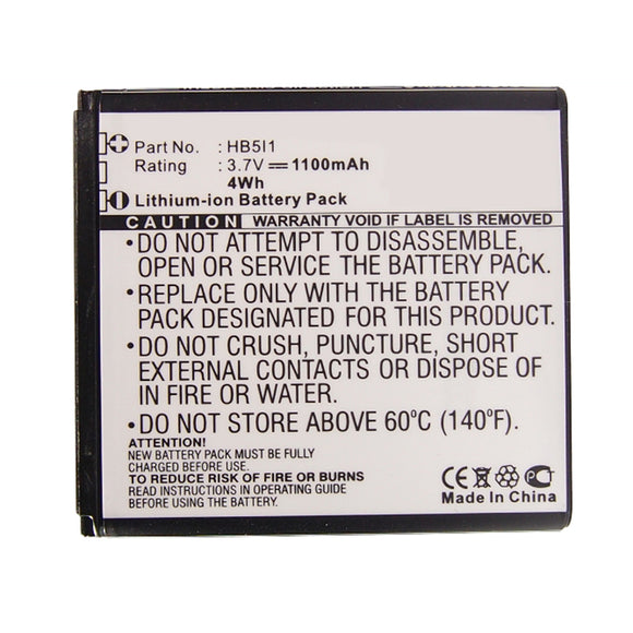Batteries N Accessories BNA-WB-L11968 Cell Phone Battery - Li-ion, 3.7V, 1100mAh, Ultra High Capacity - Replacement for Huawei HB5I1H Battery