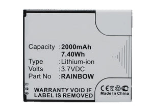 Batteries N Accessories BNA-WB-L3689 Cell Phone Battery - Li-Ion, 3.7V, 2000 mAh, Ultra High Capacity Battery - Replacement for Wiko Rainbow Battery