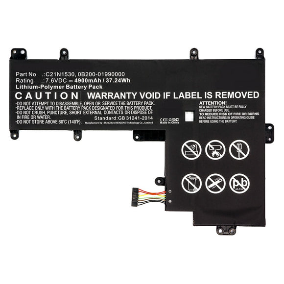 Batteries N Accessories BNA-WB-P10405 Laptop Battery - Li-Pol, 7.6V, 4900mAh, Ultra High Capacity - Replacement for Asus C21N1530 Battery