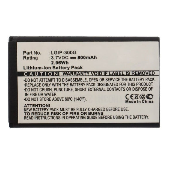 Batteries N Accessories BNA-WB-L12325 Cell Phone Battery - Li-ion, 3.7V, 800mAh, Ultra High Capacity - Replacement for LG LGIP-300G Battery