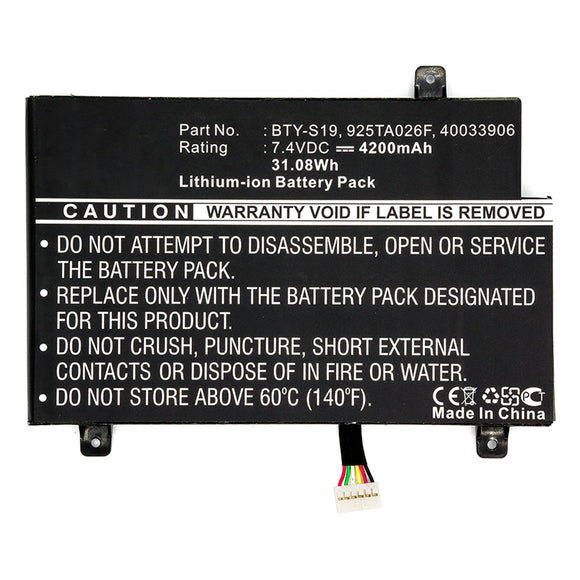Batteries N Accessories BNA-WB-P15399 Tablet Battery - Li-Pol, 7.4V, 4200mAh, Ultra High Capacity - Replacement for MSI 40033906 Battery