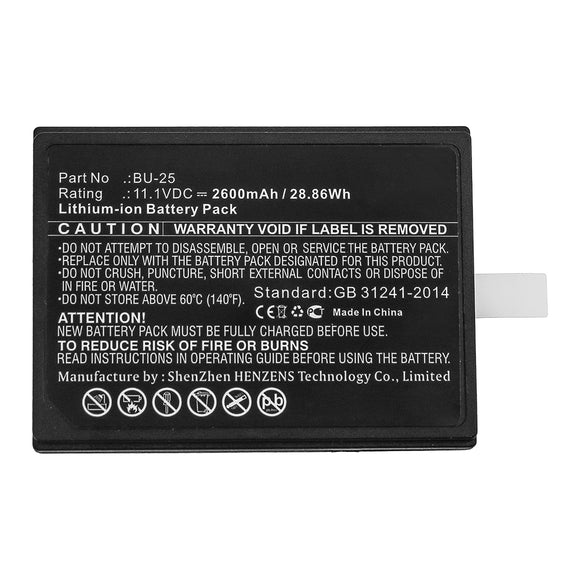 Batteries N Accessories BNA-WB-L13365 Equipment Battery - Li-ion, 11.1V, 2600mAh, Ultra High Capacity - Replacement for Sumitomo BU-25 Battery