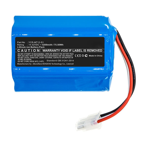 Batteries N Accessories BNA-WB-L14336 Vacuum Cleaner Battery - Li-ion, 14.52V, 5200mAh, Ultra High Capacity - Replacement for iCLEBO YCR-M07-20W Battery