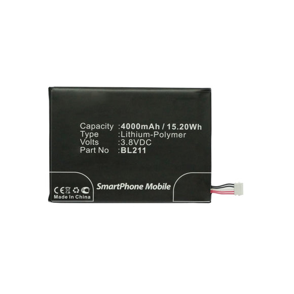 Batteries N Accessories BNA-WB-P12263 Cell Phone Battery - Li-Pol, 3.8V, 4000mAh, Ultra High Capacity - Replacement for Lenovo BL211 Battery