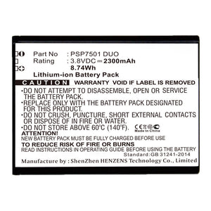 Batteries N Accessories BNA-WB-L14847 Cell Phone Battery - Li-ion, 3.8V, 2300mAh, Ultra High Capacity - Replacement for Prestigio PSP7501 DUO Battery