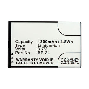 Batteries N Accessories BNA-WB-L14620 Cell Phone Battery - Li-ion, 3.7V, 1300mAh, Ultra High Capacity - Replacement for Nokia BP-3L Battery