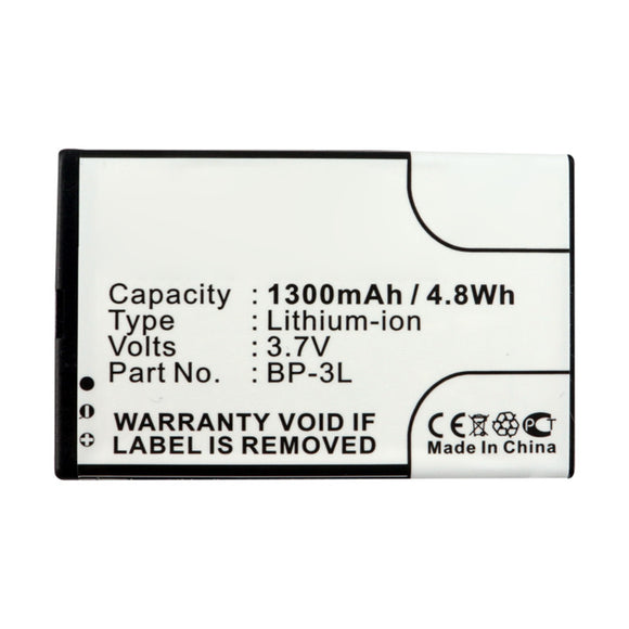 Batteries N Accessories BNA-WB-L14620 Cell Phone Battery - Li-ion, 3.7V, 1300mAh, Ultra High Capacity - Replacement for Nokia BP-3L Battery