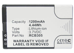 Batteries N Accessories BNA-WB-L3125 Cell Phone Battery - Li-Ion, 3.7V, 1200 mAh, Ultra High Capacity Battery - Replacement for Avus MP-S-B Battery