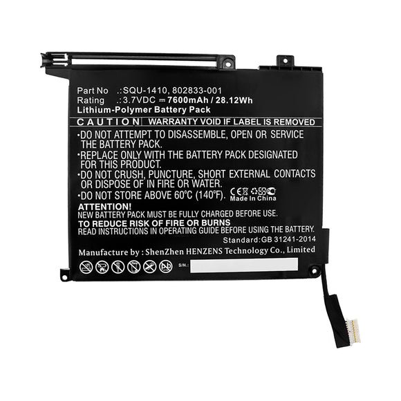 Batteries N Accessories BNA-WB-P11788 Tablet Battery - Li-Pol, 3.7V, 7600mAh, Ultra High Capacity - Replacement for HP SQU-1410 Battery