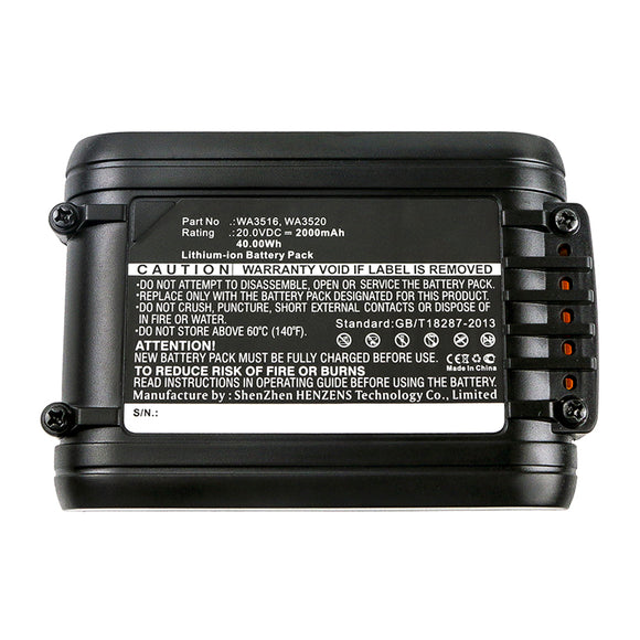 Batteries N Accessories BNA-WB-L14292 Power Tool Battery - Li-ion, 20V, 2000mAh, Ultra High Capacity - Replacement for Worx WA3551 Battery
