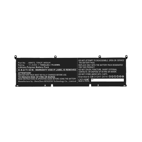 Batteries N Accessories BNA-WB-P10675 Laptop Battery - Li-Pol, 11.4V, 7000mAh, Ultra High Capacity - Replacement for Dell 69KF2 Battery