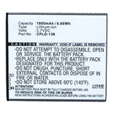 Batteries N Accessories BNA-WB-L10113 Cell Phone Battery - Li-ion, 3.7V, 1800mAh, Ultra High Capacity - Replacement for Coolpad CPLD-138 Battery