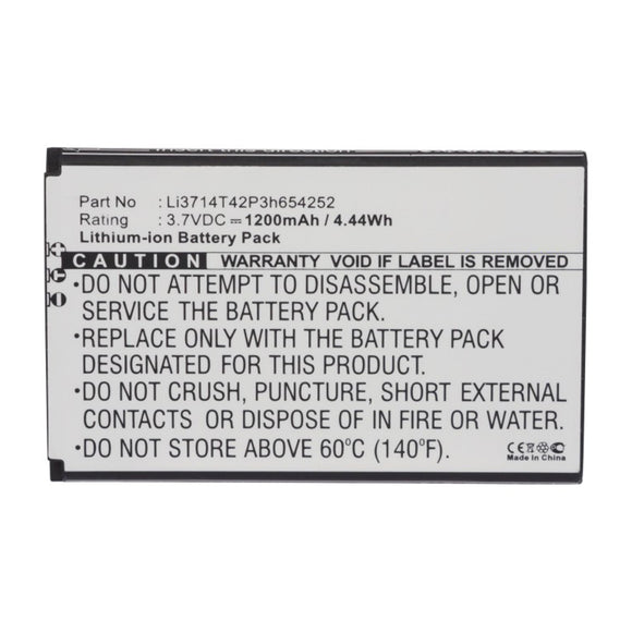 Batteries N Accessories BNA-WB-L14093 Cell Phone Battery - Li-ion, 3.7V, 1200mAh, Ultra High Capacity - Replacement for ZTE Li3714T42P3h654252 Battery