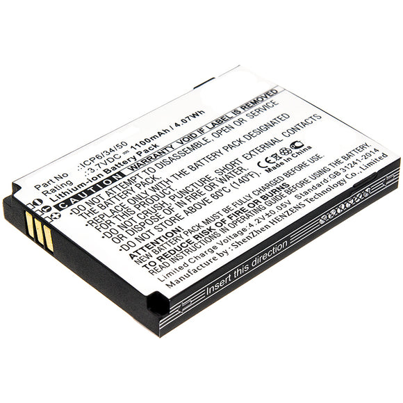 Batteries N Accessories BNA-WB-L11691 Equipment Battery - Li-ion, 3.7V, 1100mAh, Ultra High Capacity - Replacement for HumanWare ICP6/34/50 Battery