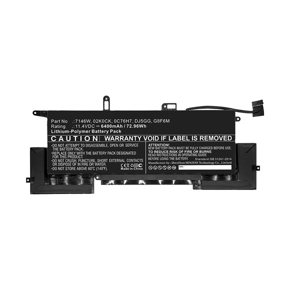 Batteries N Accessories BNA-WB-P10664 Laptop Battery - Li-Pol, 11.4V, 6400mAh, Ultra High Capacity - Replacement for Dell 7146W Battery