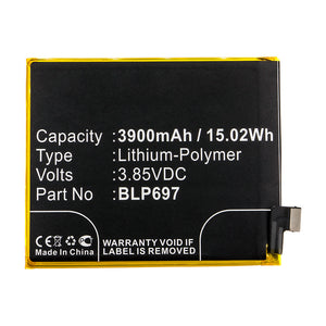 Batteries N Accessories BNA-WB-P14690 Cell Phone Battery - Li-Pol, 3.85V, 3900mAh, Ultra High Capacity - Replacement for OPPO BLP697 Battery
