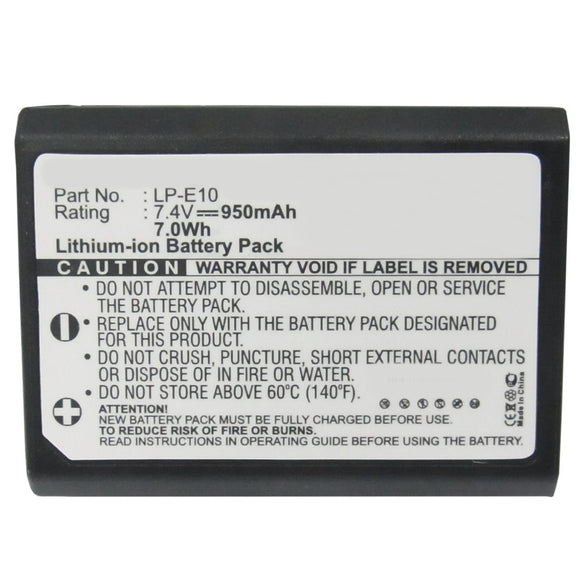 Batteries N Accessories BNA-WB-L8856 Digital Camera Battery - Li-ion, 7.4V, 950mAh, Ultra High Capacity - Replacement for Canon LP-E10 Battery