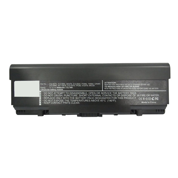 Batteries N Accessories BNA-WB-L15951 Laptop Battery - Li-ion, 11.1V, 6600mAh, Ultra High Capacity - Replacement for Dell FK890 Battery