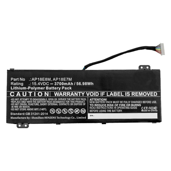 Batteries N Accessories BNA-WB-P10349 Laptop Battery - Li-Pol, 15.4V, 3700mAh, Ultra High Capacity - Replacement for Acer AP18E7M Battery
