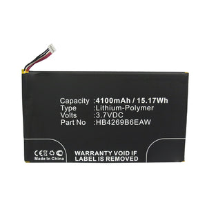 Batteries N Accessories BNA-WB-P12025 Cell Phone Battery - Li-Pol, 3.7V, 4100mAh, Ultra High Capacity - Replacement for Huawei HB4269B6EAW Battery