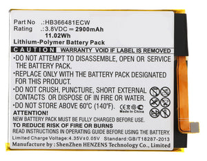 Batteries N Accessories BNA-WB-P3822 Cell Phone Battery - Li-Pol, 3.8, 2900mAh, Ultra High Capacity Battery - Replacement for Huawei HB366481ECW Battery