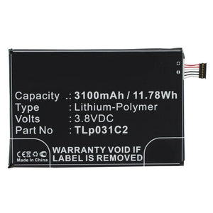 Batteries N Accessories BNA-WB-P3042 Cell Phone Battery - Li-Pol, 3.8V, 3100 mAh, Ultra High Capacity Battery - Replacement for Alcatel TLP031C1 Battery