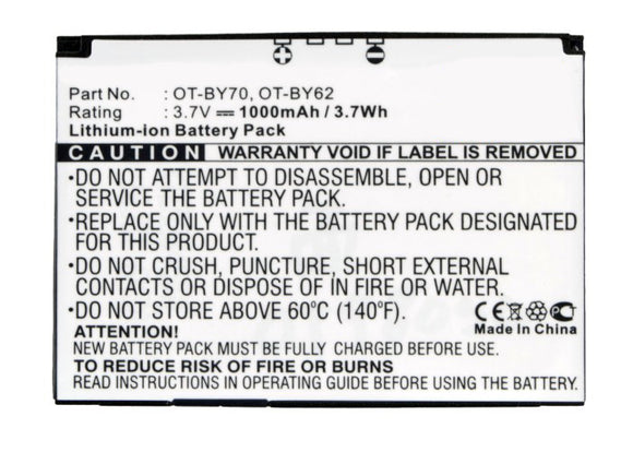 Batteries N Accessories BNA-WB-L3038 Cell Phone Battery - Li-Ion, 3.7V, 1000 mAh, Ultra High Capacity Battery - Replacement for Alcatel CAB3170000C1 Battery