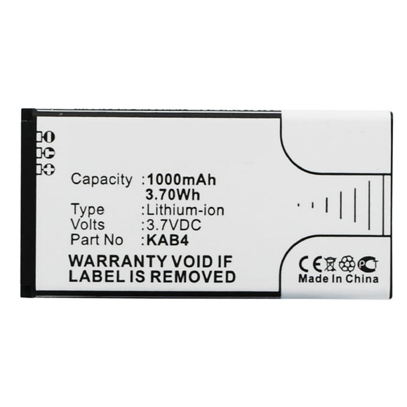 Batteries N Accessories BNA-WB-L3364 Cell Phone Battery - Li-Ion, 3.7V, 1000 mAh, Ultra High Capacity Battery - Replacement for KAZAM KAB4 Battery