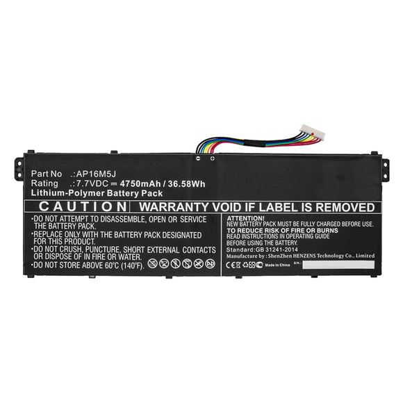 Batteries N Accessories BNA-WB-P10350 Laptop Battery - Li-Pol, 7.7V, 4750mAh, Ultra High Capacity - Replacement for Acer AP16M5J Battery