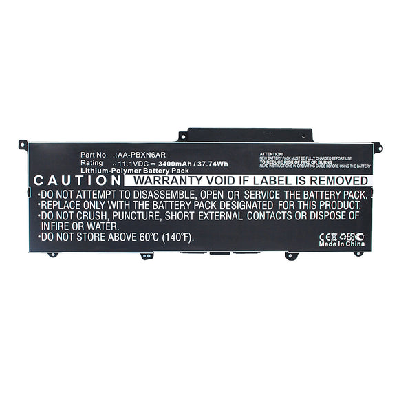 Batteries N Accessories BNA-WB-P16995 Laptop Battery - Li-Pol, 11.1V, 3400mAh, Ultra High Capacity - Replacement for Samsung AA-PBXN6AR Battery