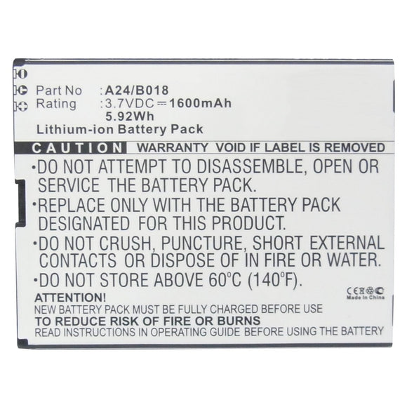 Batteries N Accessories BNA-WB-L9887 Cell Phone Battery - Li-ion, 3.7V, 1600mAh, Ultra High Capacity - Replacement for Avus A24/B018 Battery