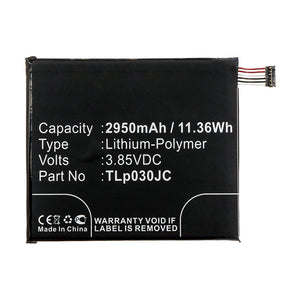 Batteries N Accessories BNA-WB-P14478 Cell Phone Battery - Li-Pol, 3.85V, 2950mAh, Ultra High Capacity - Replacement for Alcatel CAC3000034CC Battery