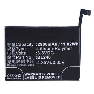 Batteries N Accessories BNA-WB-P3402 Cell Phone Battery - Li-Pol, 3.8V, 2900 mAh, Ultra High Capacity Battery - Replacement for Lenovo BL246 Battery