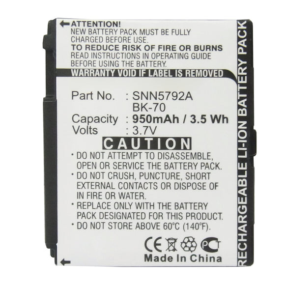 Batteries N Accessories BNA-WB-L16449 Cell Phone Battery - Li-ion, 3.7V, 950mAh, Ultra High Capacity - Replacement for Motorola BK70 Battery