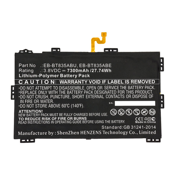 Batteries N Accessories BNA-WB-P13807 Tablet Battery - Li-Pol, 3.8V, 7300mAh, Ultra High Capacity - Replacement for Samsung EB-BT835ABE Battery