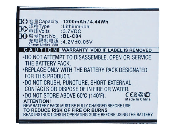 Batteries N Accessories BNA-WB-L3259 Cell Phone Battery - Li-Ion, 3.7V, 1200 mAh, Ultra High Capacity Battery - Replacement for DOOV BL-C04 Battery