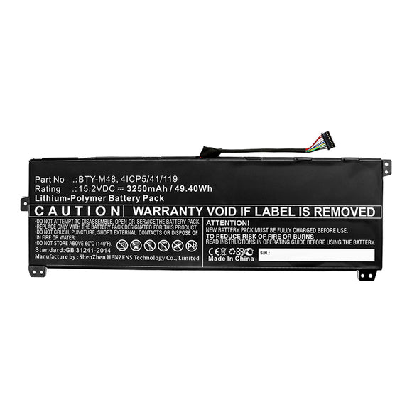 Batteries N Accessories BNA-WB-P15078 Laptop Battery - Li-Pol, 15.2V, 3250mAh, Ultra High Capacity - Replacement for MSI 4ICP5/41/119 Battery