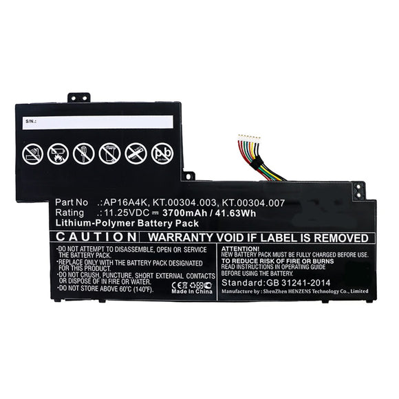Batteries N Accessories BNA-WB-P10347 Laptop Battery - Li-Pol, 11.25V, 3700mAh, Ultra High Capacity - Replacement for Acer AP16A4K Battery