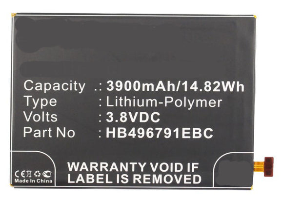 Batteries N Accessories BNA-WB-P3825 Cell Phone Battery - Li-Pol, 3.8, 3900mAh, Ultra High Capacity Battery - Replacement for Huawei HB496791EBC, HB496791EBW Battery