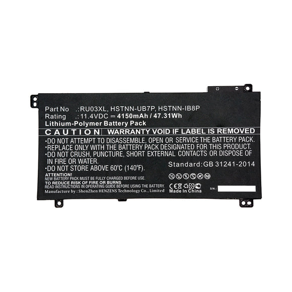 Batteries N Accessories BNA-WB-P11811 Laptop Battery - Li-Pol, 11.4V, 4150mAh, Ultra High Capacity - Replacement for HP RU03XL Battery