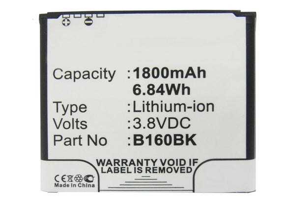 Batteries N Accessories BNA-WB-L3631 Cell Phone Battery - Li-Ion, 3.8V, 1800 mAh, Ultra High Capacity Battery - Replacement for Samsung B160BE Battery