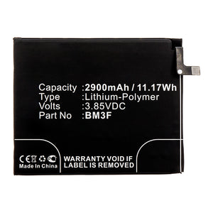 Batteries N Accessories BNA-WB-P14907 Cell Phone Battery - Li-Pol, 3.85V, 2900mAh, Ultra High Capacity - Replacement for Xiaomi BM3F Battery