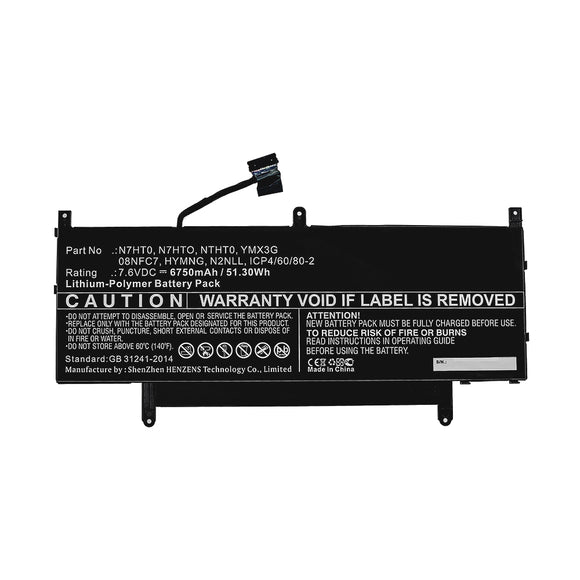 Batteries N Accessories BNA-WB-P10653 Laptop Battery - Li-Pol, 7.6V, 6750mAh, Ultra High Capacity - Replacement for Dell N7HT0 Battery