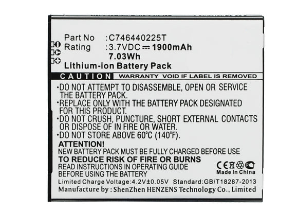 Batteries N Accessories BNA-WB-L3765 Cell Phone Battery - Li-ion, 3.7, 1900mAh, Ultra High Capacity Battery - Replacement for Blu C746440225T Battery