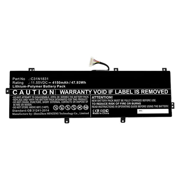 Batteries N Accessories BNA-WB-P10534 Laptop Battery - Li-Pol, 11.55V, 4150mAh, Ultra High Capacity - Replacement for Asus C31N1831 Battery
