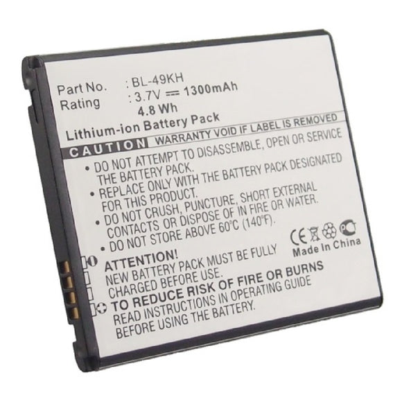 Batteries N Accessories BNA-WB-L12338 Cell Phone Battery - Li-ion, 3.7V, 1300mAh, Ultra High Capacity - Replacement for LG BL-49KH Battery