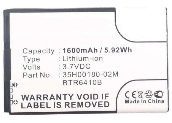 Batteries N Accessories BNA-WB-L3796 Cell Phone Battery - Li-ion, 3.7, 1600mAh, Ultra High Capacity Battery - Replacement for HTC 35H00180-02M, BTR6410B Battery